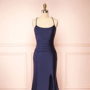 1861 | Sonia Navy Mermaid Maxi Dress w/ Slit